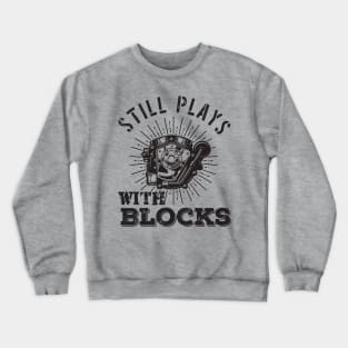 still plays with blocks vintage retro racing cars funny mechanic Crewneck Sweatshirt